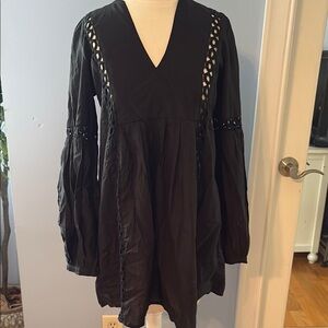 PQ Black V-Neck Dress with Lace Details NWT